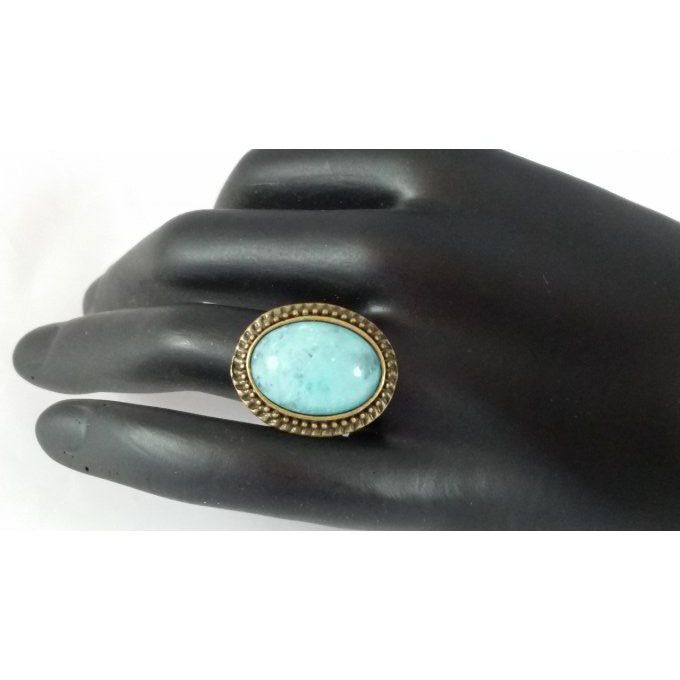 Bague cabochon bleu